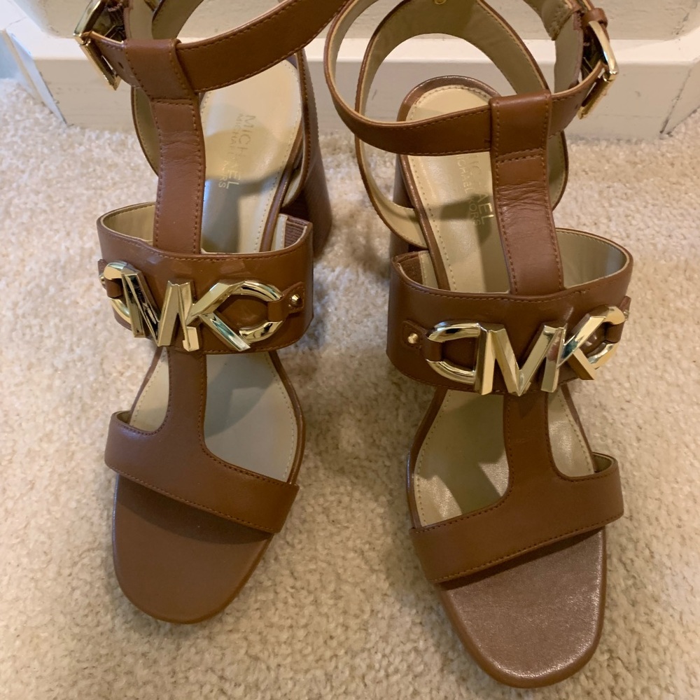 Michael Kors Brown Heels with Gold Logo